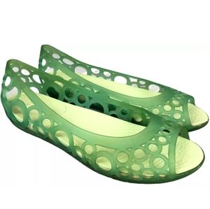 Crocs Adriana green flats size 11W.